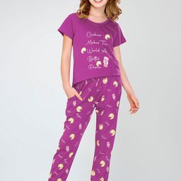 Zeyo Girls Printed Pure Cotton Night suit-image-95