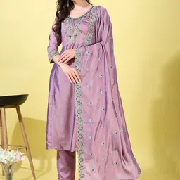 KALINI Women Ethnic Motifs Embroidered Regular Thread Work Kurta with Trousers & With Dupatta-picture-53