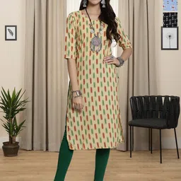 HERE&NOW Selection Of 3 Ethnic Motifs Printed Round Neck Straight Kurta-image-30