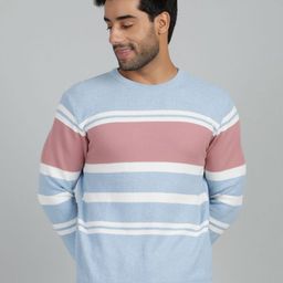 JADE BLUE Men Striped Pure Cotton Slim Fit Sweater-image-87