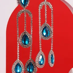 StyleCast Silver Plated Rhinestone Studded Contemporary Drop Earrings-picture-21