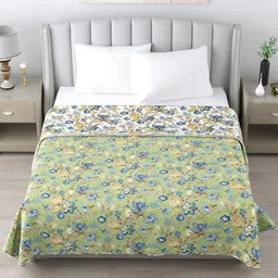 ZAHYA White & Green Floral Mild Winter 150 GSM Single Bed Dohar-image-46