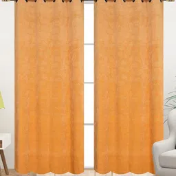 AaHo Decor Pack of 2 Velvet Emboss Window Curtains 6 Feet-12