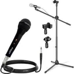 Dynamic Microphone with xlr to 1/4" Cable & Dual Microphone Stand for Singing Adjustable Mic Stand for Singing Recording| Karaoke Microphone-image-9
