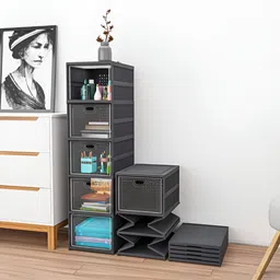 RUBOXA Grey Set of 1 Regular Drawer Organiser Organisers-2