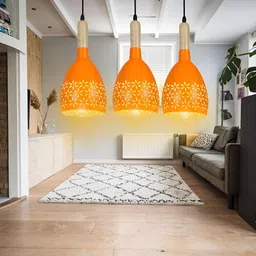KINIS Orange & Black Aluminium Hanging Light Ceiling Lamp-10