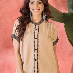 Sangria Round Neck Shirt Style Top-image-33