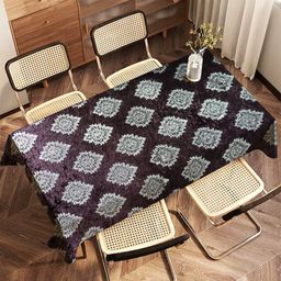 Tesmare Mauve Ethnic Motifs Anti-Slip 4-Seater Table Cover with Embellished details-image-76