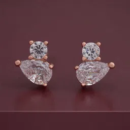 Kushal's Fashion Jewellery Rose Gold Plated 92.5Silver CZ Party Studs Earrings-image-18