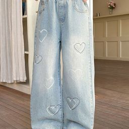 LULU & SKY Girls Wide Leg Highly Distressed Heavy Fade Jeans-picture-48