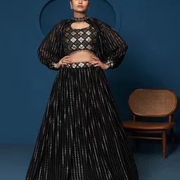 JIHU CULTURE Embellished Sequinned Semi-Stitched Lehenga & Unstitched-picture-28