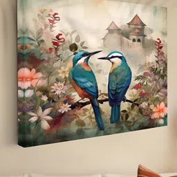 Myntra Elegant Homes White & Blue Birds Canvas Wall Art-image-33