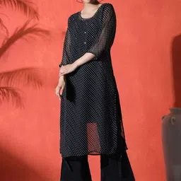 Sangria Leheriya Printed Georgette Beads & Stones Kurta-22