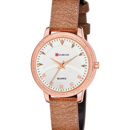 CSAMON Leather Straps Analogue Watch Csamon_10_beige Women-image-0