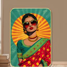 Livin'luxe Green & Gold-Toned Woman Pop Printed Wall Art-picture-12