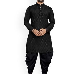 trustous Men Ethnic Motifs Embroidered Regular Sequinned Kurta with Dhoti Pants-picture-12