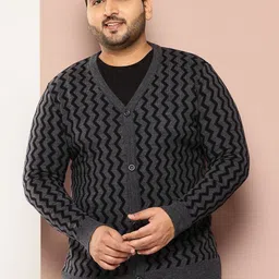 sztori Men Self Design V Neck Grey Sweater-picture-18
