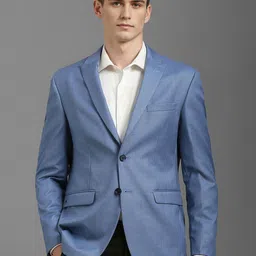 Louis Philippe Slim Fit Single-Breasted Notched Lapel Textured Blazer-image-82