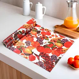 Kuber Industries Red & White Printed Shelf Liner Organisers-44