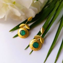 Poush Luxury Artificial Stones Studded Leaf Shaped Studs-image-81