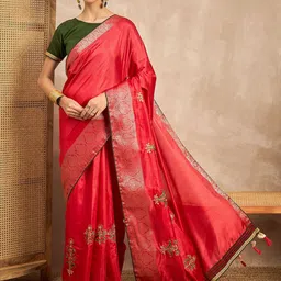 all about you Floral Embroidered Fusion Saree-picture-48