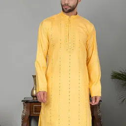 KRAFT INDIA LUXE Men Yoke Design Mirror Work Grandeur & Majestic Artwork Kurta-36