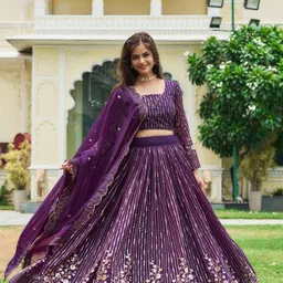 Fashion Basket Embroidered Sequinned Ready to Wear Lehenga & Blouse With Dupatta-36