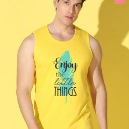 WOOSTRO Pack Of 2 Printed Combed Cotton Gym Vests VWS26(ENJOY YELLOW)(98 PEACH)-image-88