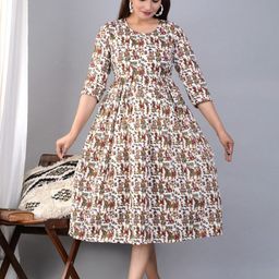 TANISHA Ethnic Motifs Print Maternity A-Line Midi Dress-image-74