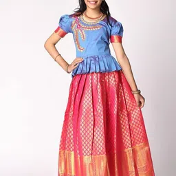 TotzTouch Girls Embroidered Thread Work Ready to Wear Lehenga &-image-97