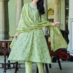 Anouk Women Floral Printed Pure Cotton Kurta with Trousers & With Dupatta-picture-55