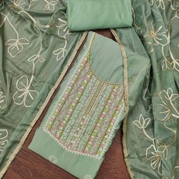 MANVAA Floral Embroidered Sequinned Unstitched Dress Material-image-14