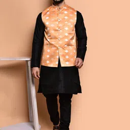 PRINTCULTR Men Regular Pure Silk Kurta with Trousers-13
