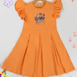 PAMPOLINA Girls Printed Flutter Sleeve Cotton Fit & Flare Dress-picture-15