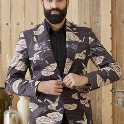 MR BUTTON Printed Tailored Fit Single Breasted Blazer-picture-20