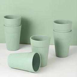eha Green 6 Pieces Striped Matte Cups-350 ml Each-image-32