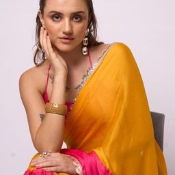 Kalista Colourblocked Sequinned Pure Chiffon Ready to Wear Saree-48