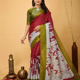 LeeliPeeri Designer Kalamkari Printed Zari Saree-image-33