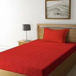 Myntra Elegant Homes Red Striped 280 TC Single Bedsheet Set-1.52 m X 2.28 m-image-64