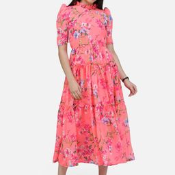 BAESD Floral Print Georgette Fit & Flare Midi Dress-image-27