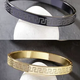 The Roadster Lifestyle Co Men Set Of 2 Rhodium-Plated Kada Bracelet-image-75