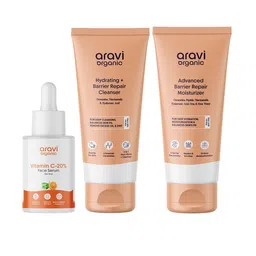 Aravi Organic Set Of 3 20% Vitamin C Face Serum- 30 ml- Cleanser- 100 ml & Moisturizer-picture-46