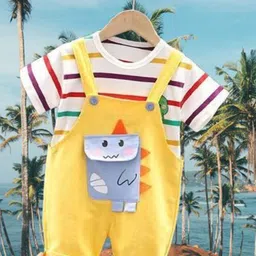 DRYSUN Striped Cotton Dungaree With T-Shirt-image-56