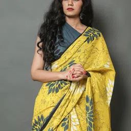 JAIPURI PRINT Floral Pure Cotton Block Print Saree image 5