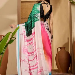 Sangria Abstract Printed Saree With Unstitched Blouse image 2