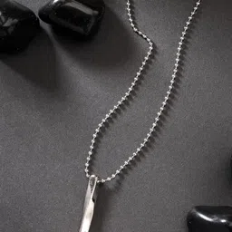 The Roadster Lifestyle Co. Men Stainless Steel Silver-Plated Geometric Pendant With Chain-34