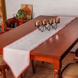 ZEBA Orange-Color Printed Hexagonal Table Runner-25