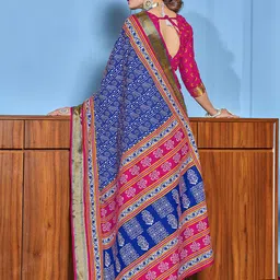 Pandadi Saree Ajrak Block Zari Block Print Sarees image 3