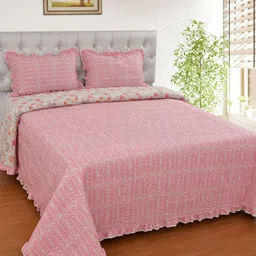 BREVARD Floral Printed All Season Lightweight Bedspread/Quilted BedCover & 2 Pillow Covers-35