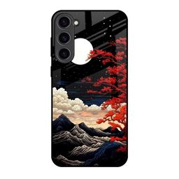 QRIOH Scarlet Serenity Floral Printed Samsung Galaxy S23 Plus 5G Glass Back Case-image-73